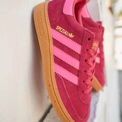 adidas Handball Spezial Athletic Shoe - Big Kid - Ruby Red / Lucid Pink / Gum