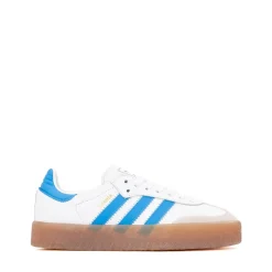 adidas Sambae Athletic Shoe - Big Kid - White / Bright Blue / Gold