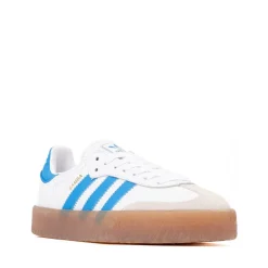 adidas Sambae Athletic Shoe - Big Kid - White / Bright Blue / Gold