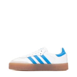 adidas Sambae Athletic Shoe - Big Kid - White / Bright Blue / Gold