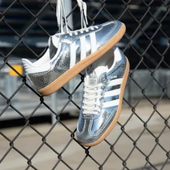adidas Samba OG Athletic Shoe - Big Kid - Silver Metallic / Cloud White / Core White