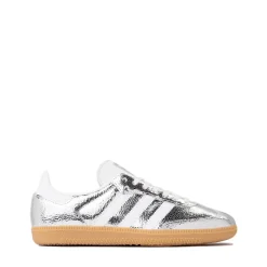 adidas Samba OG Athletic Shoe - Big Kid - Silver Metallic / Cloud White / Core White