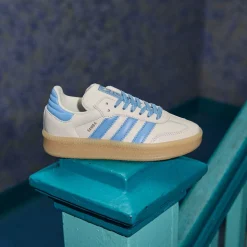adidas Samba XLG Athletic Shoe - Big Kid - Wonder White / Ash Blue / Gum