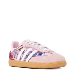 adidas x Liberty London Samba OG Comfort Closure Elastic Lace Athletic Shoe - Little Kid - Clear Pink / Cloud White / Gum