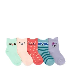 Animal Tab Quarter Socks 5 Pack - Toddler - Multicolor