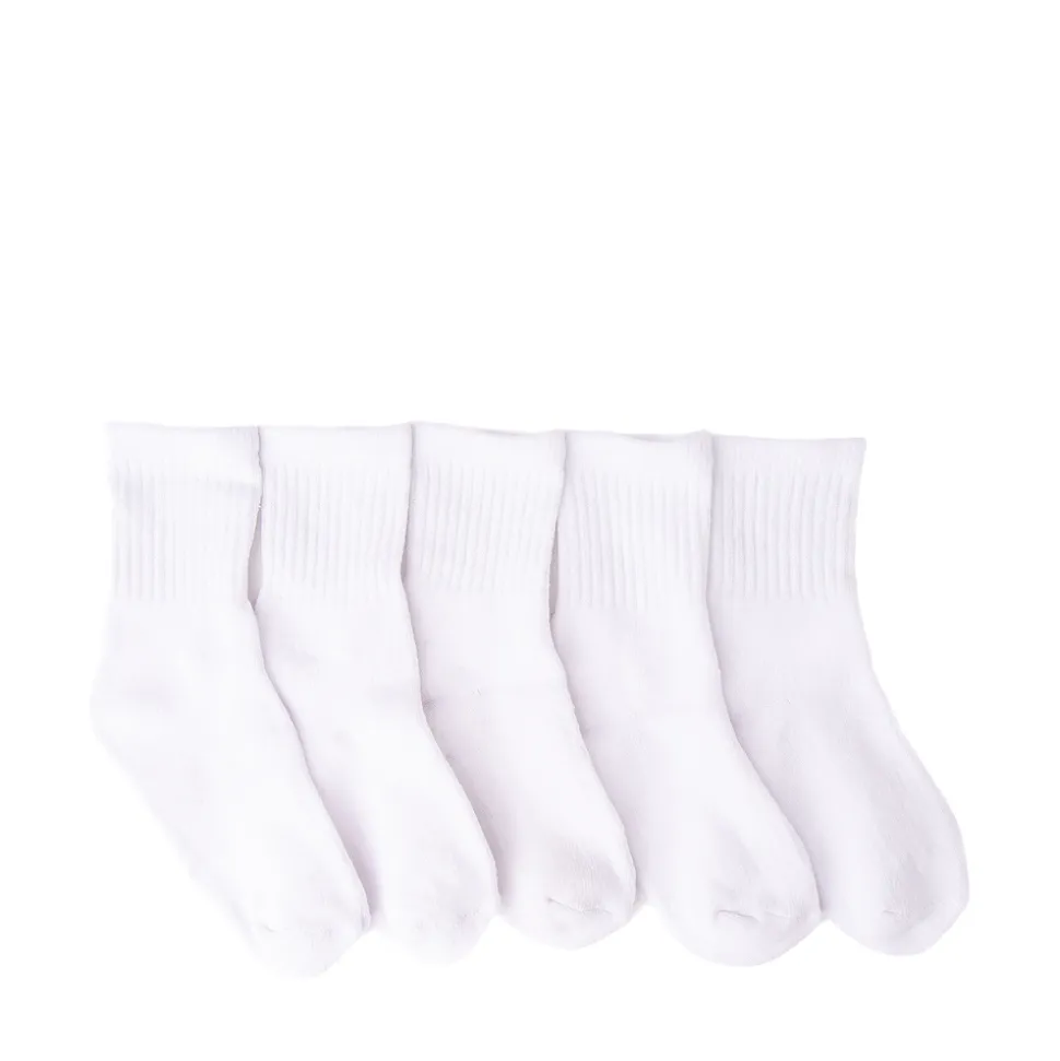 Basic Crew Socks 5 Pack - Little Kid - White
