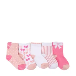 Bow Tab Scallop Quarter Socks 5 Pack - Toddler - Multicolor