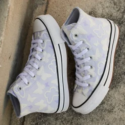 Converse Chuck Taylor All Star Lift High-Top Flocked Butterflies Sneaker - Big Kid - Blueberry Ice