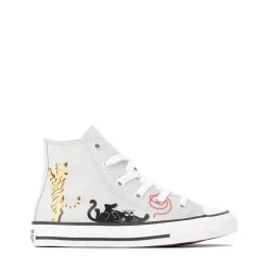 Converse Chuck Taylor All Star Pet Pack High-Top Sneaker - Little Kid - Rainwashed Grey / Cats