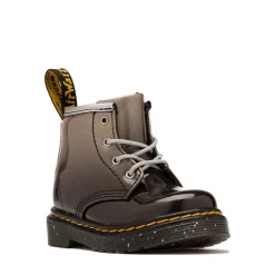 Dr. Martens 1460 4-Eye Patent Boot - Baby / Toddler - Black / Silver Gradient