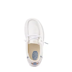 HEYDUDE Wally Summer Linen Casual Shoe - Baby / Toddler - White / Stone Grey