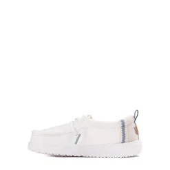 HEYDUDE Wally Summer Linen Casual Shoe - Baby / Toddler - White / Stone Grey