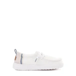 HEYDUDE Wally Summer Linen Casual Shoe - Baby / Toddler - White / Stone Grey