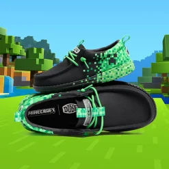 HEYDUDE x Minecraft Wally Funk Creeper Casual Shoe - Little Kid / Big Kid - Black