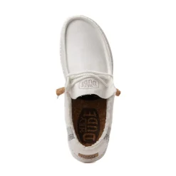 Mens HEYDUDE Wally Break Stitch Casual Shoe - Natural White