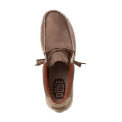 Mens HEYDUDE Wally Craft Leather Casual Shoe - Tan