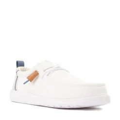 Mens HEYDUDE Wally Craft Linen Slip-On Casual Shoe - White