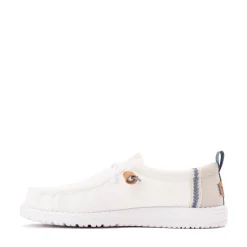 Mens HEYDUDE Wally Craft Linen Slip-On Casual Shoe - White
