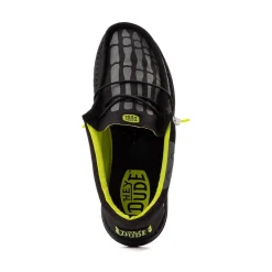 Mens HEYDUDE Wally Glow Skeleton Feet Slip-On Casual Shoe - Black