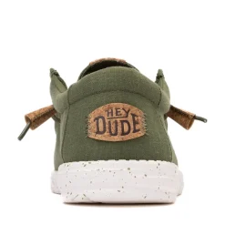 Mens HEYDUDE Wally Hemp Slip-On Casual Shoe - Army Green