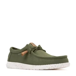 Mens HEYDUDE Wally Hemp Slip-On Casual Shoe - Army Green