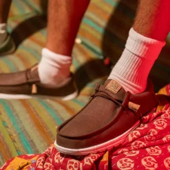 Mens HEYDUDE Wally Hemp Slip-On Casual Shoe - Chocolate