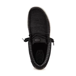 Mens HEYDUDE Wally Stretch Sox Slip-On Casual Shoe - Black / White