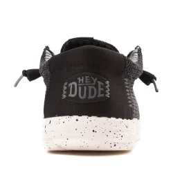 Mens HEYDUDE Wally Stretch Sox Slip-On Casual Shoe - Black / White