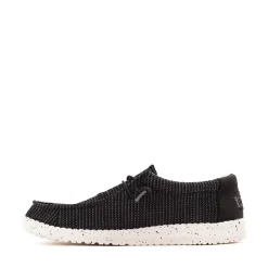 Mens HEYDUDE Wally Stretch Sox Slip-On Casual Shoe - Black / White