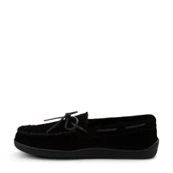 Mens Minnetonka Pile Lined Hardsole Slipper - Black