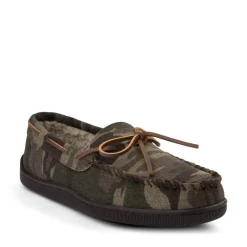 Mens Minnetonka Pile Lined Hardsole Slipper - Camo