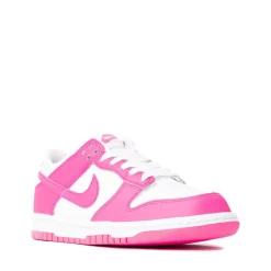 Nike Dunk Low Athletic Shoe - Big Kid - White / Pink / Laser Fuchsia