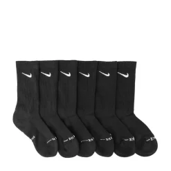 Nike Everyday Elevated Crew Socks 6 Pack - Little Kid - Black