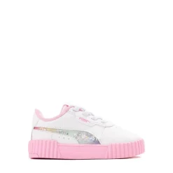 PUMA Carina 3.0 Butterfly Glitter Athletic Shoe - Baby / Toddler - White / Pink
