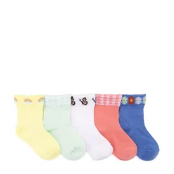 Rainbow Wide Welt Quarter Socks 5 Pack - Toddler - Multicolor