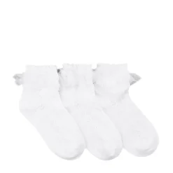 Ruffle Top Heart Quarter Socks 3 Pack - Toddler - White