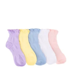 Ruffle Top Quarter Socks 5 Pack - Big Kid - Multicolor
