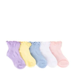 Ruffle Top Quarter Socks 5 Pack - Little Kid - Multicolor
