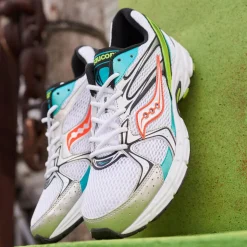 Saucony Ride Millennium Athletic Shoe - White / Mutant Green / Orange