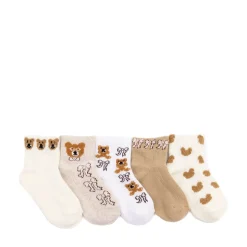 Teddy Bear Quarter Socks 5 Pack - Baby - Multicolor