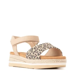 TOMS Diana Platform Sandal - Little Kid / Big Kid - Natural Leopard Print