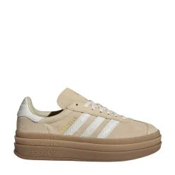 Womens adidas Gazelle Bold Athletic Shoe - Stone Khaki / Cream White / Gold Metallic
