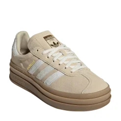 Womens adidas Gazelle Bold Athletic Shoe - Stone Khaki / Cream White / Gold Metallic