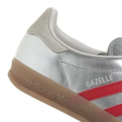 Womens adidas Gazelle Indoor Athletic Shoe - Silver Metallic / Better Scarlet / Grey One