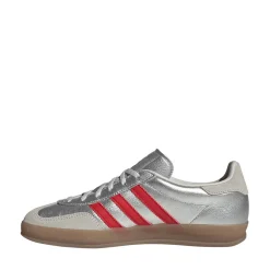 Womens adidas Gazelle Indoor Athletic Shoe - Silver Metallic / Better Scarlet / Grey One
