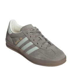 Womens adidas Gazelle Indoor Athletic Shoe - Silver Pebble / Linen Green / Gum