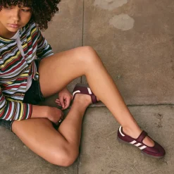 Womens adidas Samba Jane Athletic Shoe - Maroon / Cream White / Gold Metallic