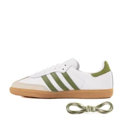 Womens adidas Samba OG Athletic Shoe - White / Tech Olive / Gum