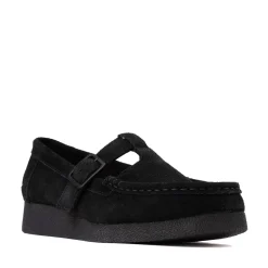 Womens Clarks Wallabee Evo T-Bar Mocassin - Black