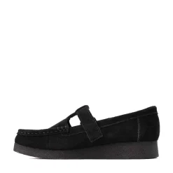 Womens Clarks Wallabee Evo T-Bar Mocassin - Black